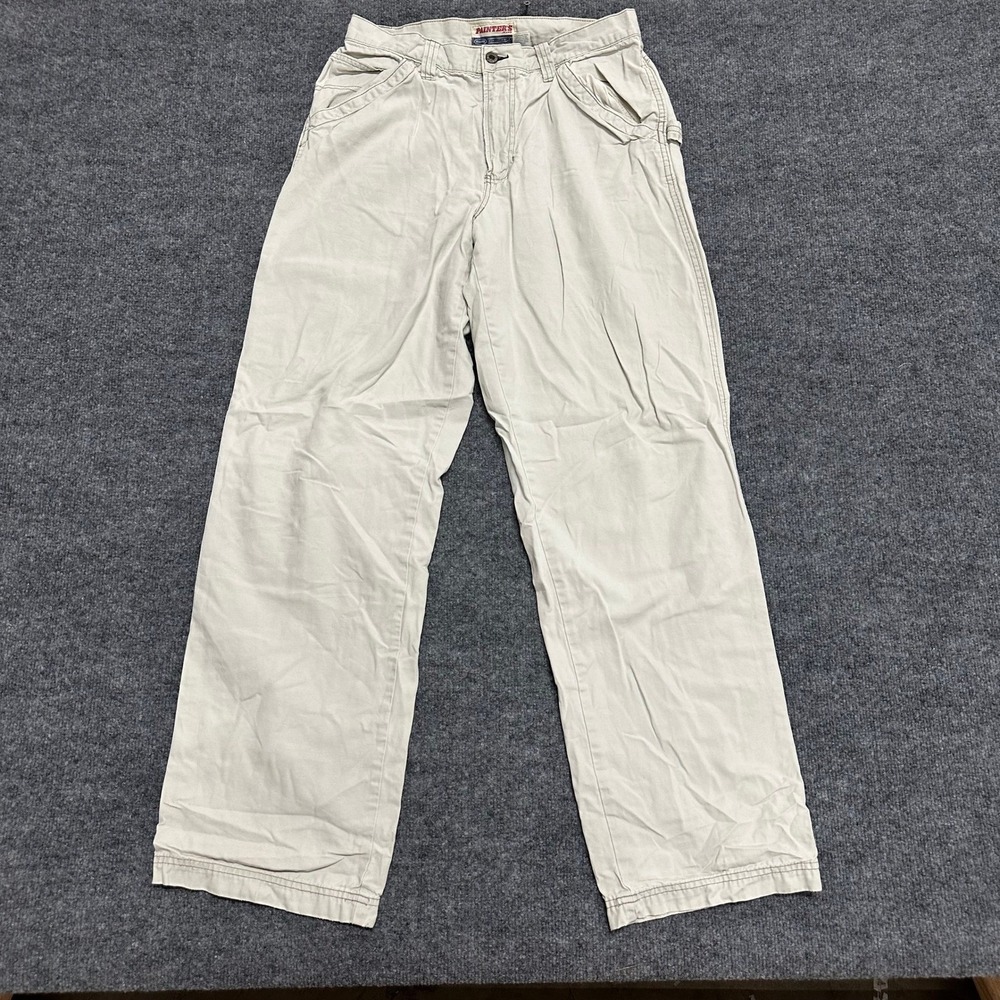 Old Navy Painter's Jeans Mens Size 32x34 Beige Relaxed Cotton Utility Carpenter